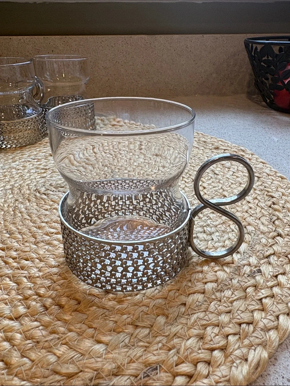 (5) Vintage Littala Tsaikka Glasses w/ Metal Holders - Timo Sarpaneva